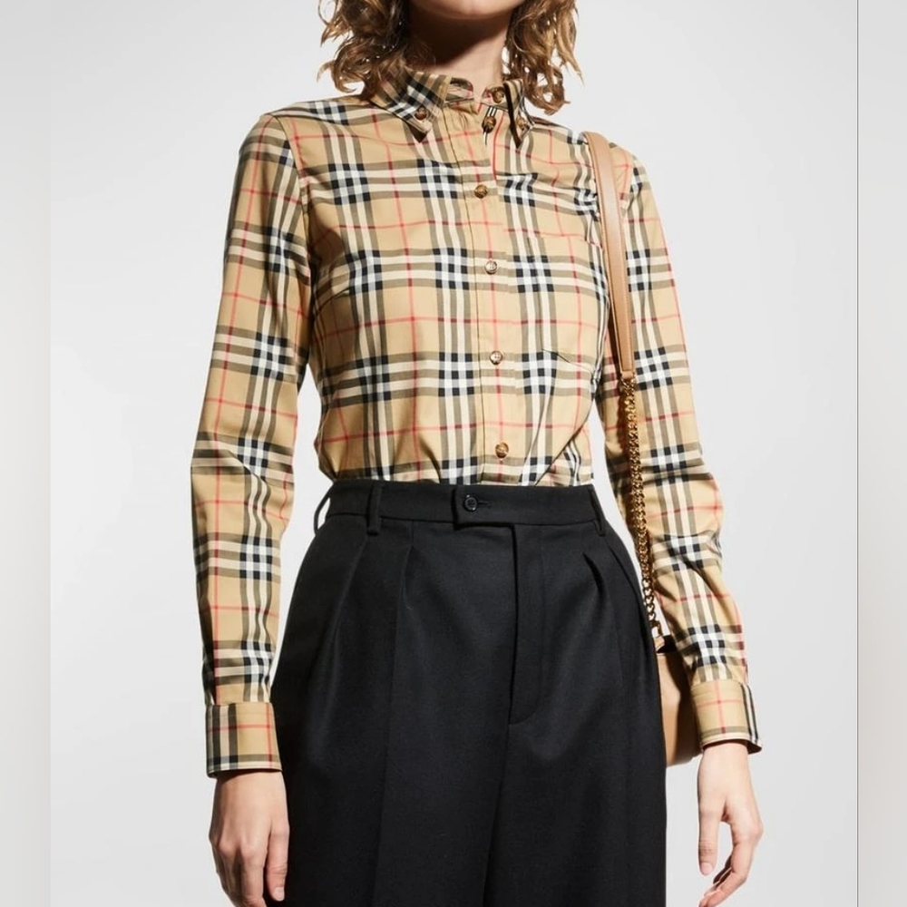 Burberry Lapwing Checked Button-Down Shirt NWT